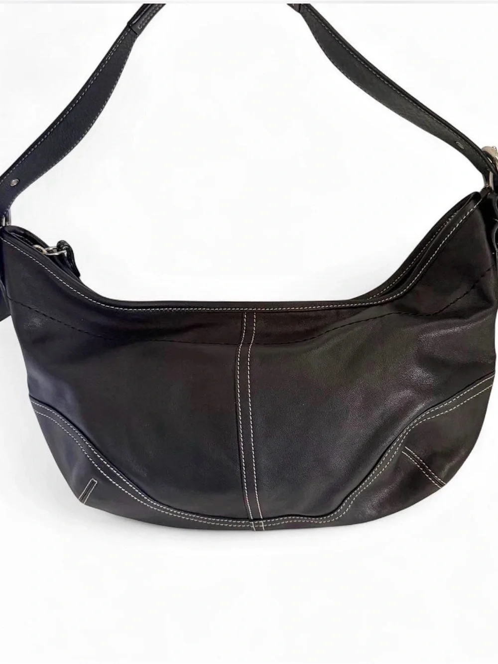 Vintage 1998 Coach 9464 Black Leather Hobo Shoulder Bag